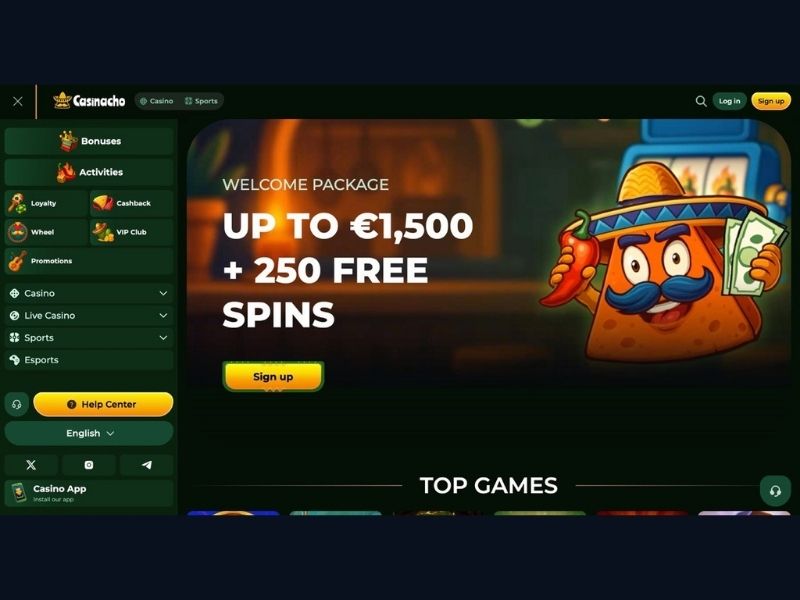 Pakiet powitalny i Niedzielna Przeładowanie Casinacho Nacho Casino