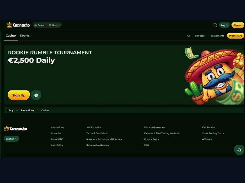 Panel gracza i cashback w Casinacho Casino po rejestracji